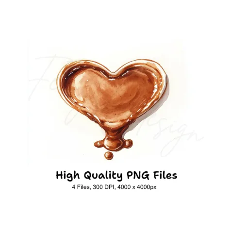 Melted Chocolate Heart Coffee Clipart Bundle