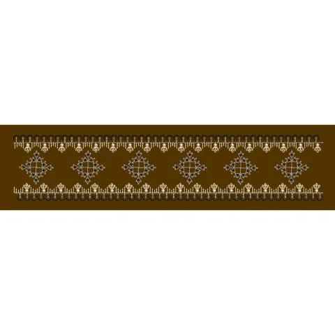 Diamond Geometric Border Brown & Gold Embroidery Design