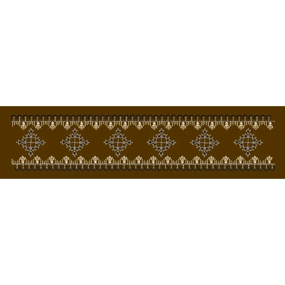 Diamond Geometric Border Brown & Gold Embroidery Design
