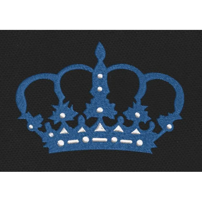 Royal Jeweled Crown Embroidery Blue & White Embroidery Design