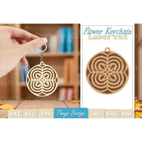 Flower Mandala Keychain SVG Bundle