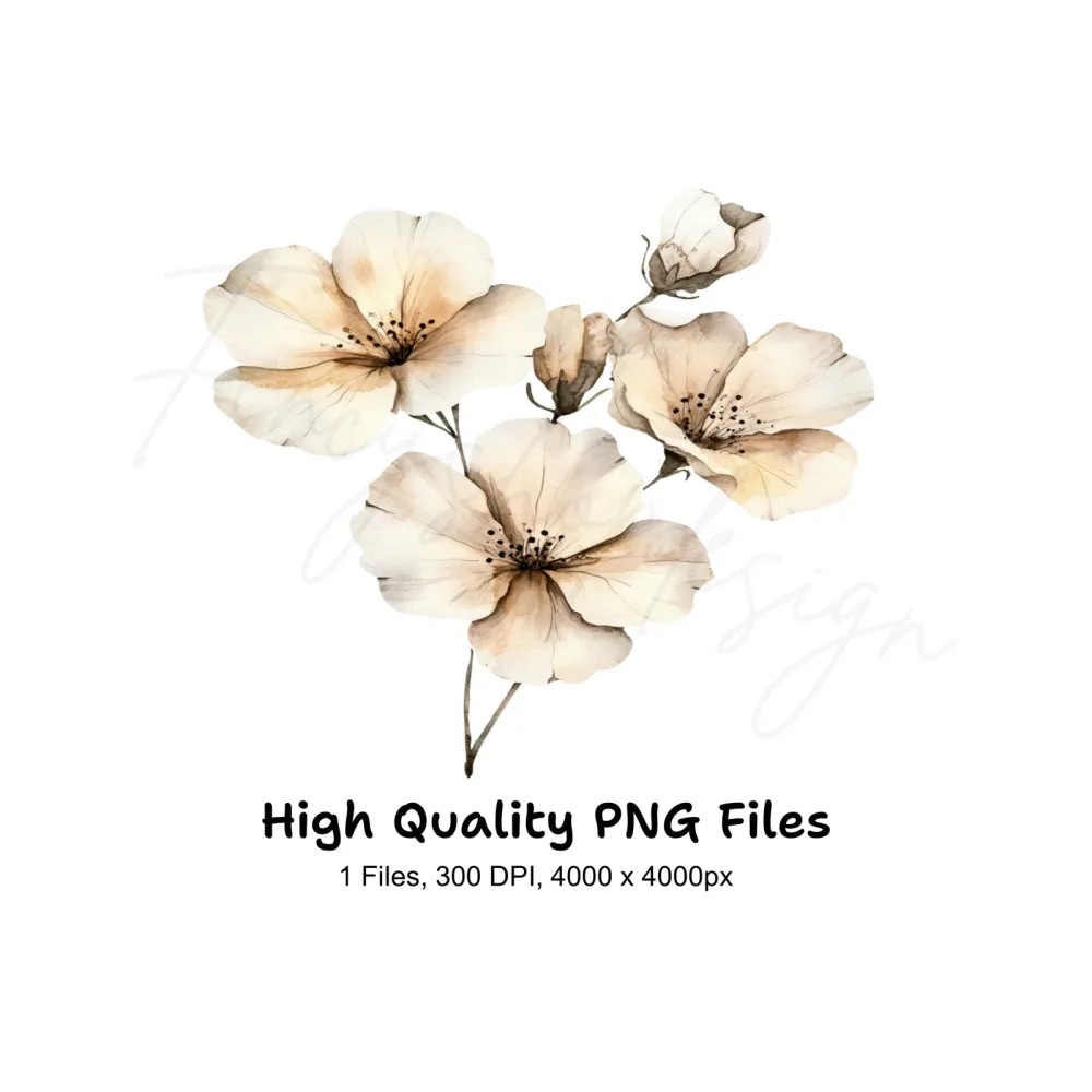 Elegant White Floral Clipart Bundle