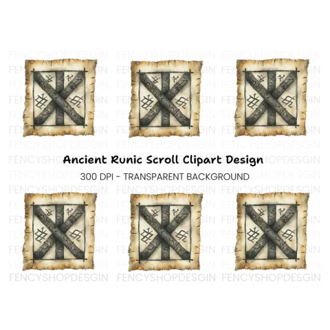 Ancient Runic Scroll Clipart Bundle