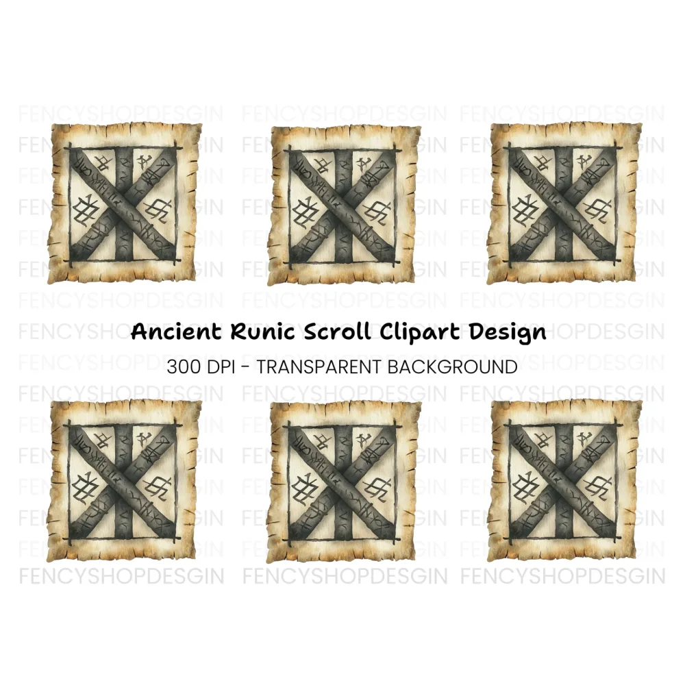 Ancient Runic Scroll Clipart Bundle
