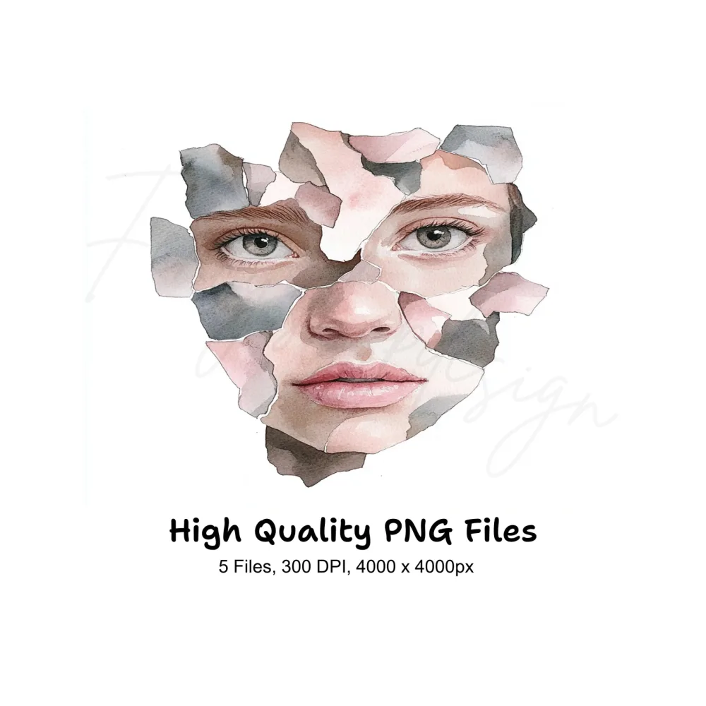 Fragmented Face Clipart Bundle