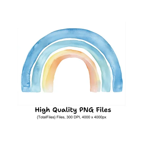 Blue and Pastel Rainbow Clipart Bundle