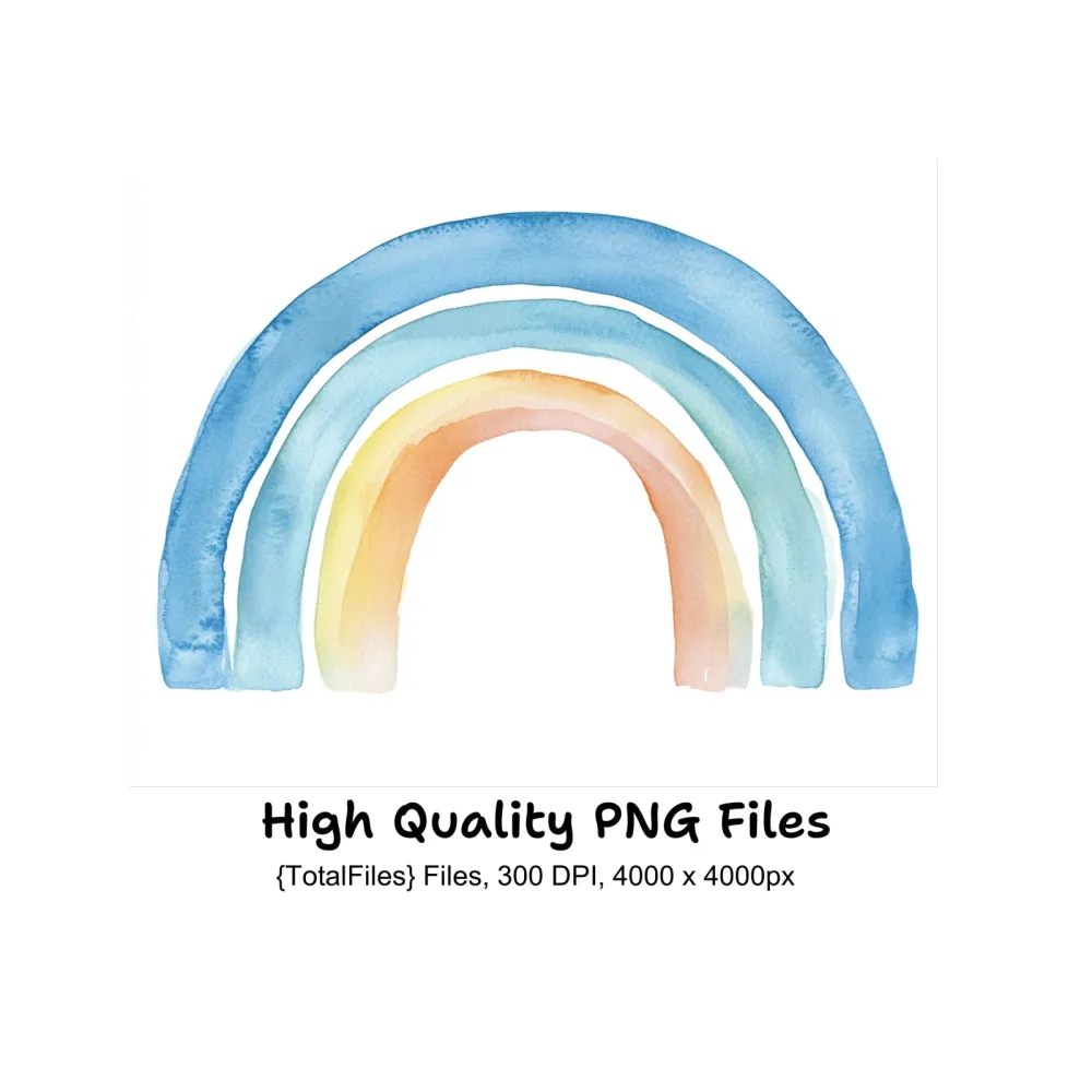 Blue and Pastel Rainbow Clipart Bundle