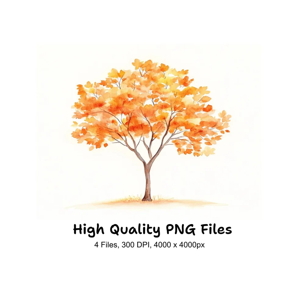 Golden Fall Trees Clipart Bundle
