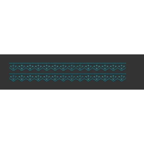 Scallop Floral Lace Border Teal Blue Embroidery Design