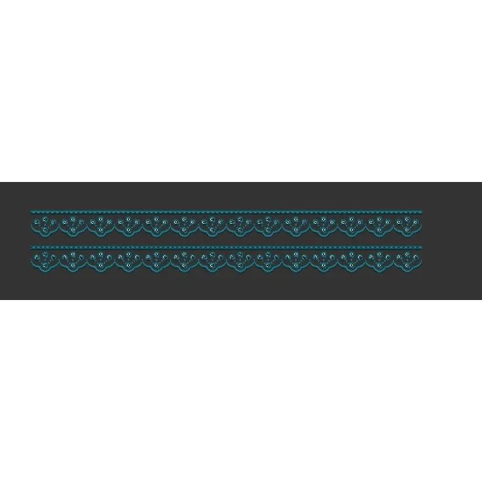 Scallop Floral Lace Border Teal Blue Embroidery Design