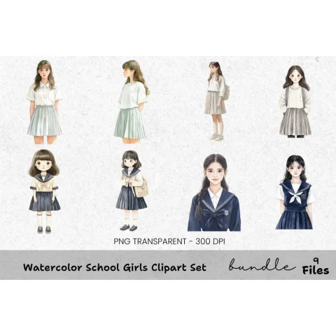 School Girls Clipart Bundle
