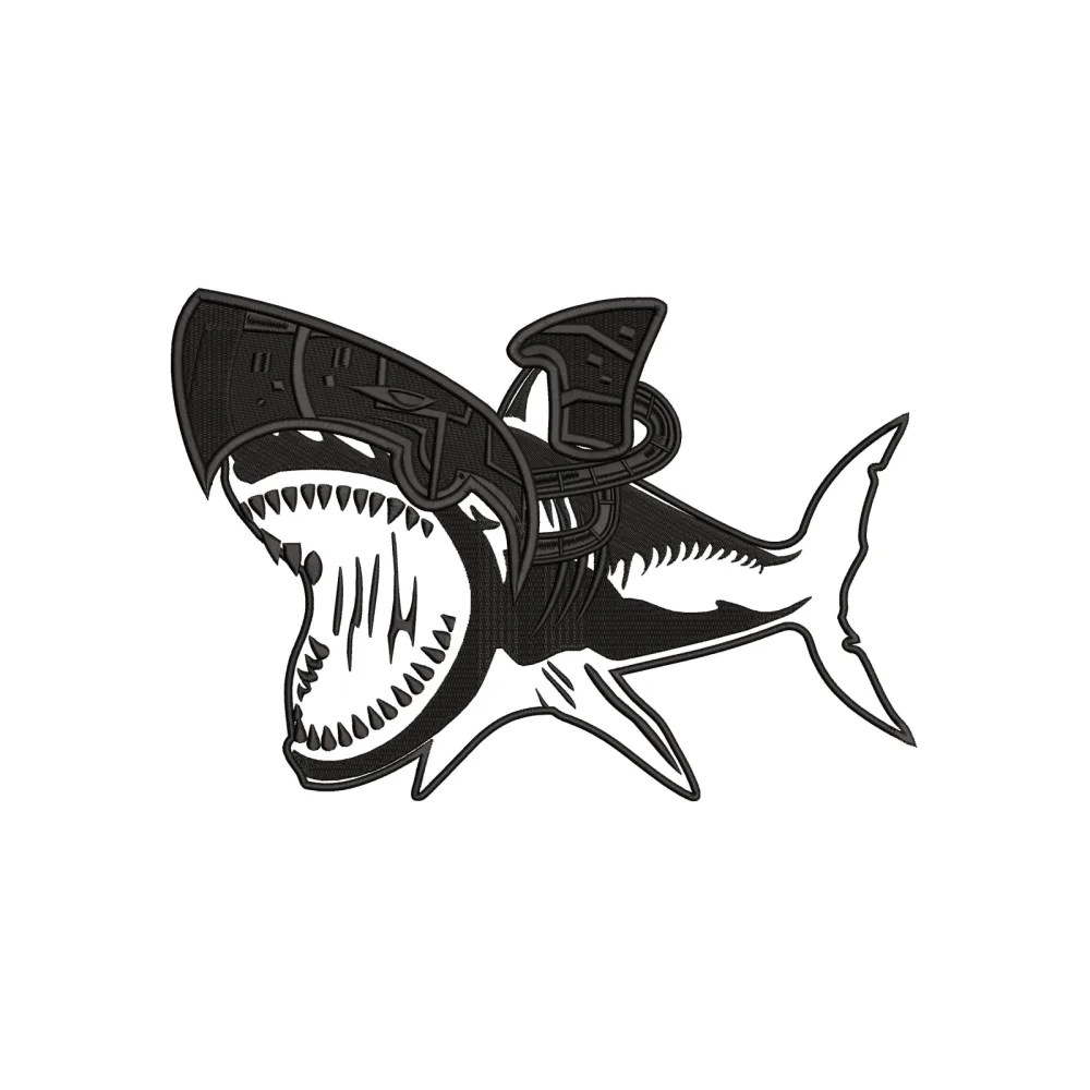 Killer Shark Embroidery Design