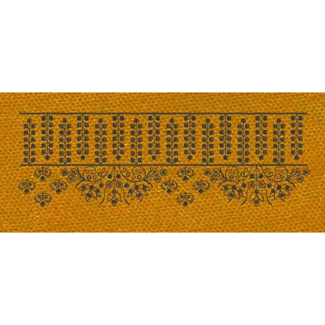 Floral Endless Border Orange Embroidery Design