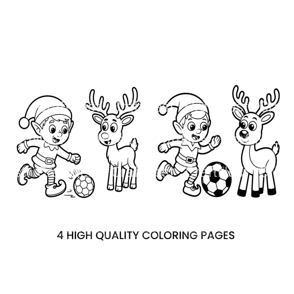 Elf and Reindeer Soccer Coloring Books