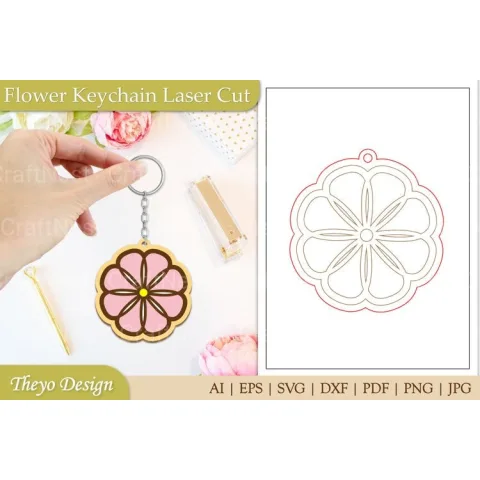 Flower Keychain SVG Bundle