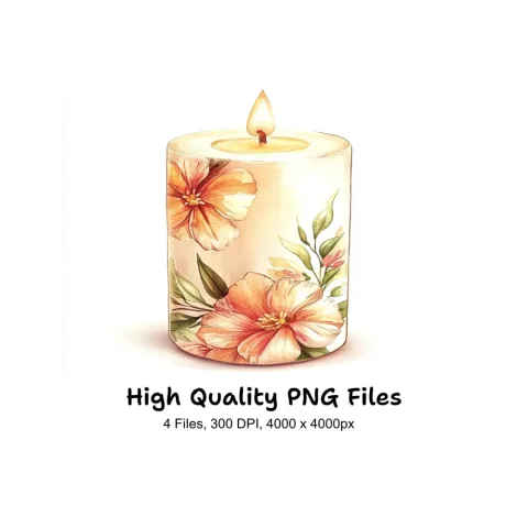 Aesthetic Floral Scented Candles Clipart Bundle