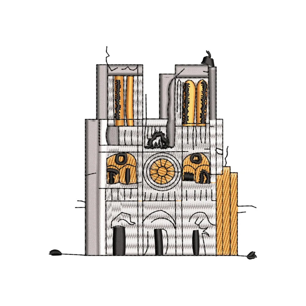 Factory Building Embroidery Design