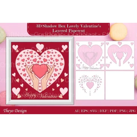 Shadow Box Happy Valentine Layered Papercut SVG