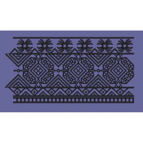 Geometric Border Industrial Linear Motif Embroidery Design