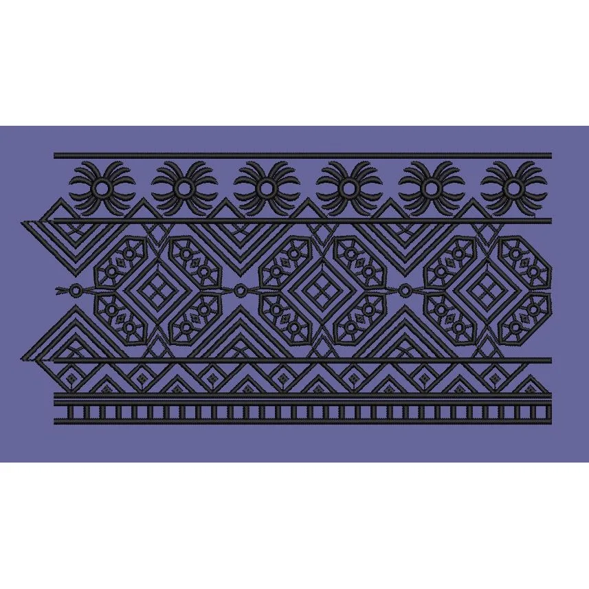 Geometric Border Industrial Linear Motif Embroidery Design