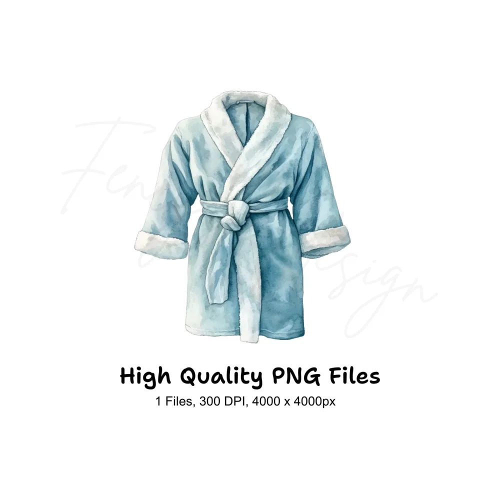 Soft Blue Bathrobe Clipart Bundle