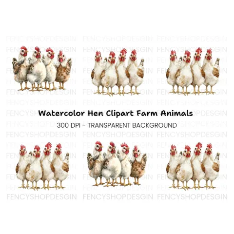 Rustic Farmhouse Hens Clipart Bundle