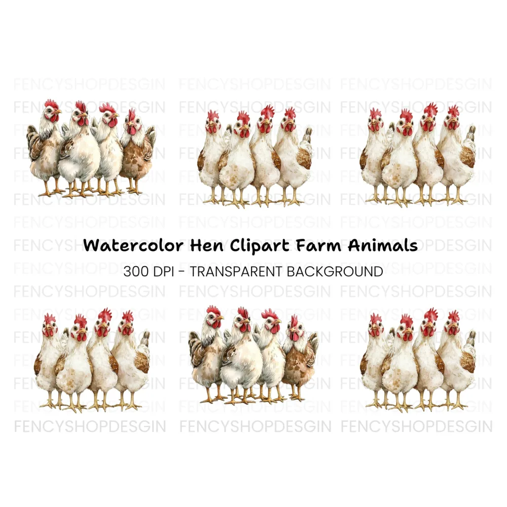 Rustic Farmhouse Hens Clipart Bundle