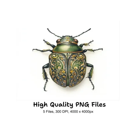 Ornate Patterned Beetle Clipart Bundle