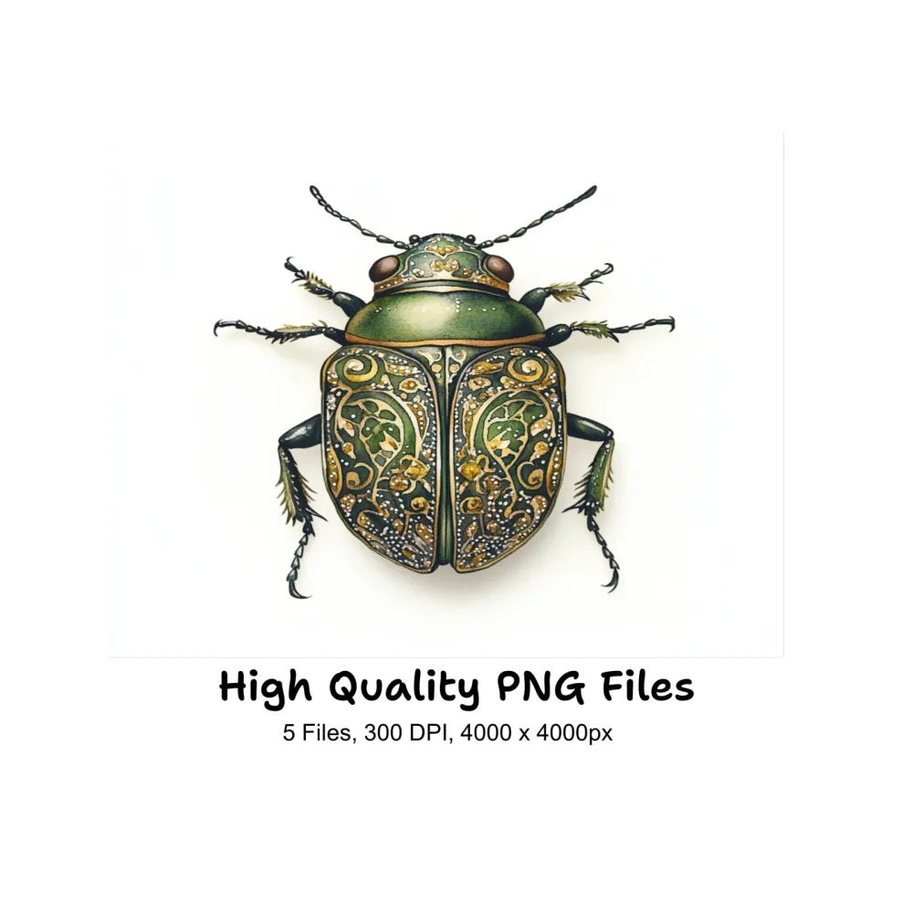 Ornate Patterned Beetle Clipart Bundle