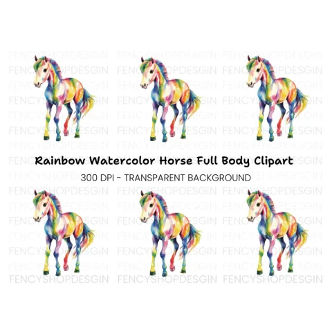 Playful Rainbow Foal Clipart Bundle