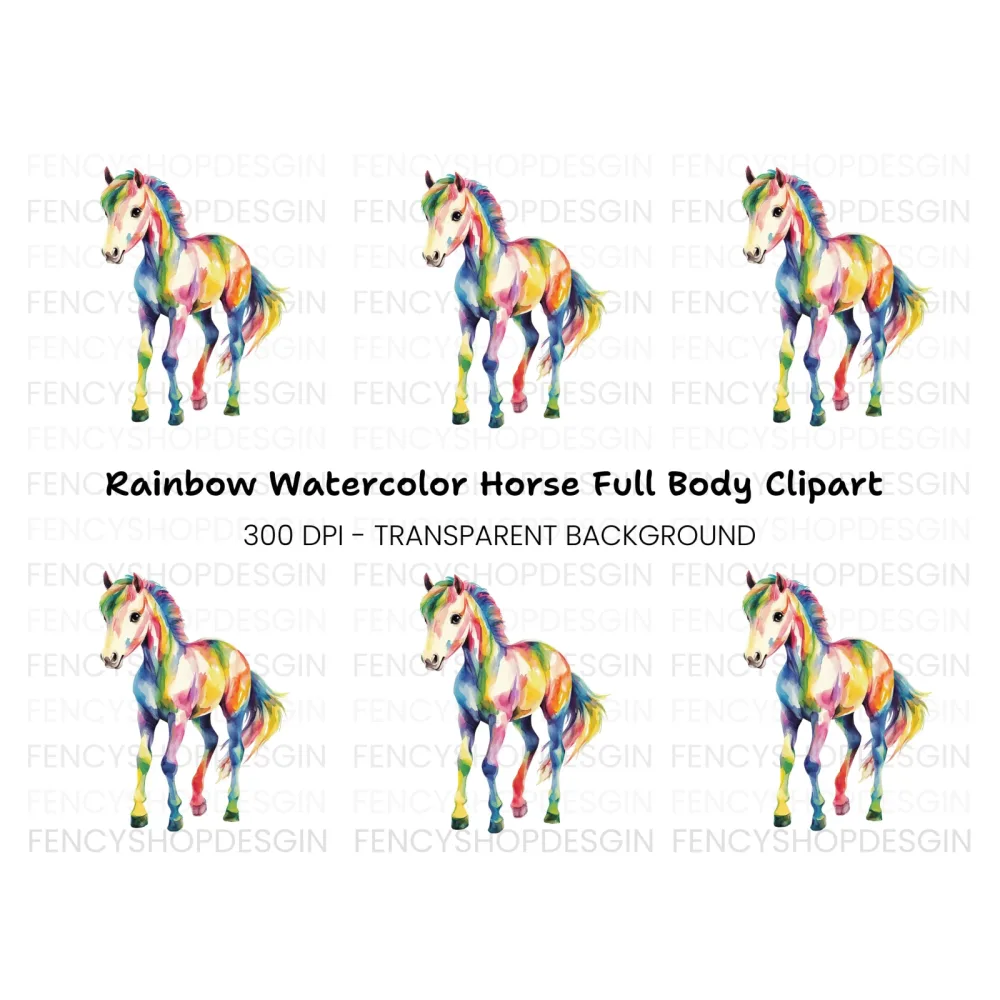Playful Rainbow Foal Clipart Bundle