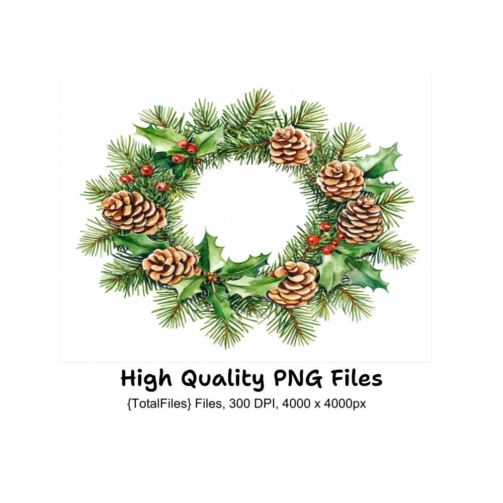 Festive Holiday Wreath Clipart Bundle