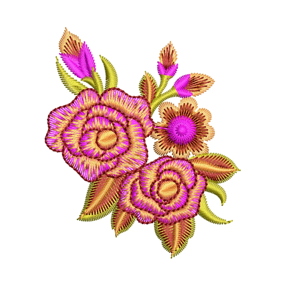 Golden P Floral Embroidery Design