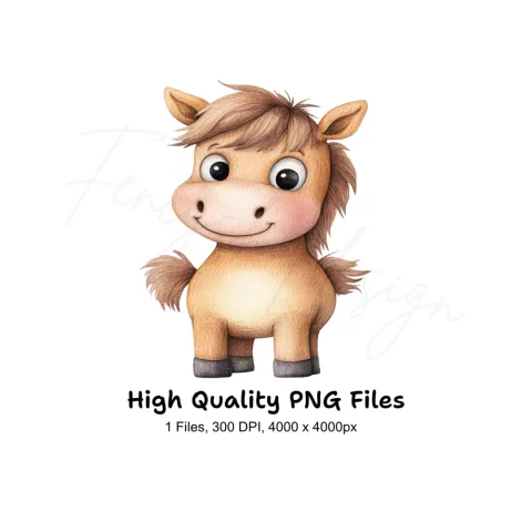 Adorable Baby Horse Clipart Bundle