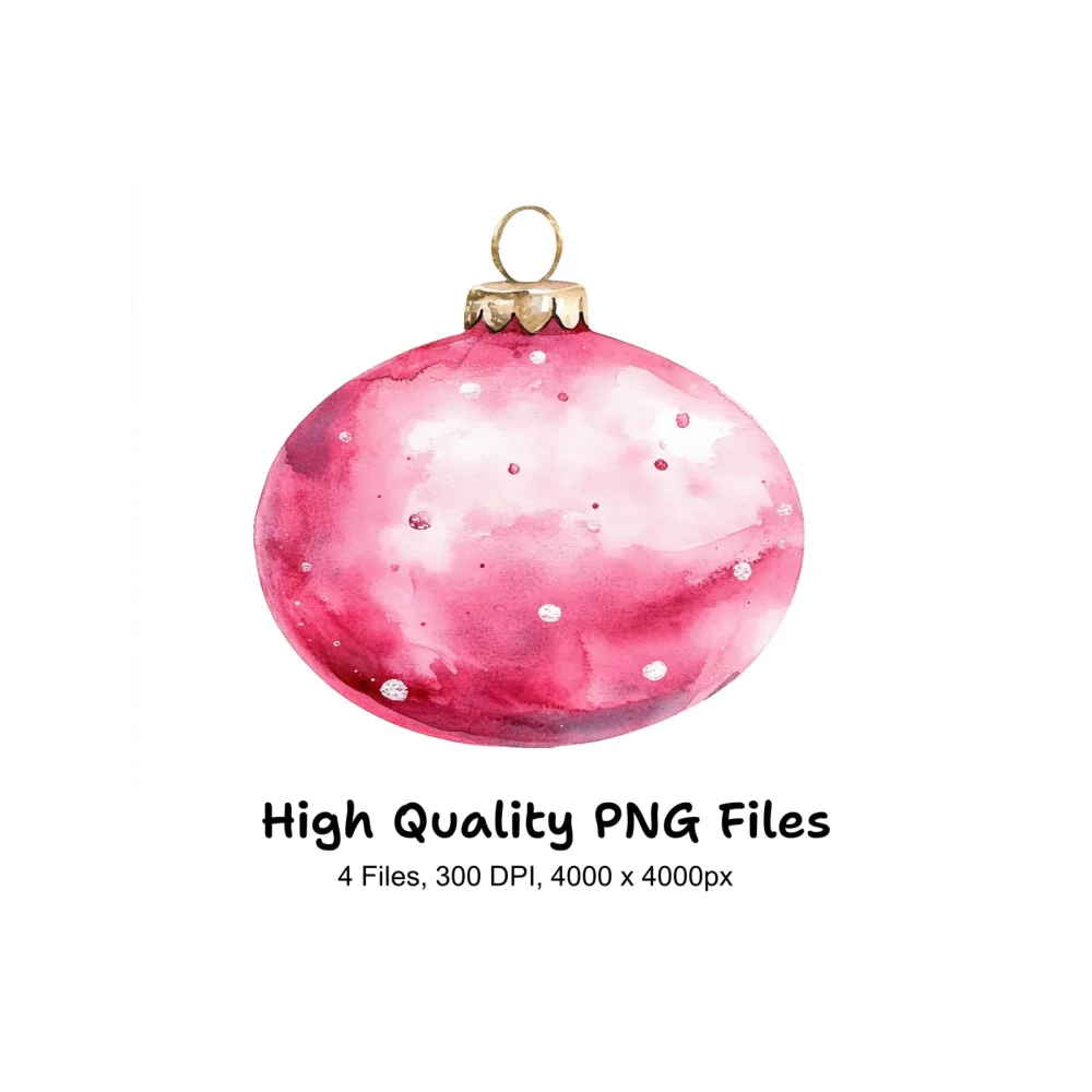 Pink Christmas Baubles Clipart Bundle