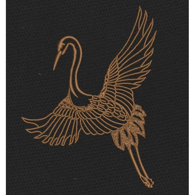 Bronze Crane Embroidery Design