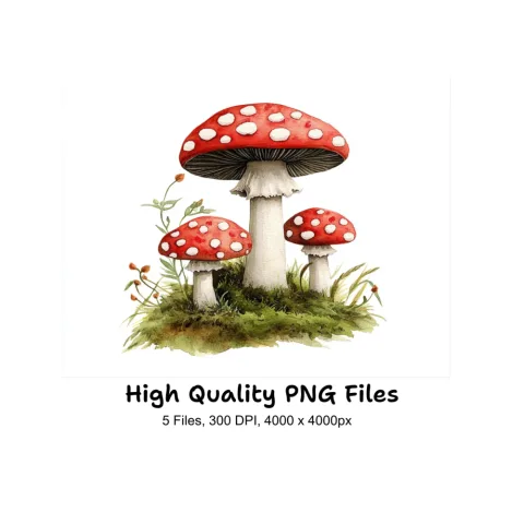 Red Mushroom Clipart Bundle