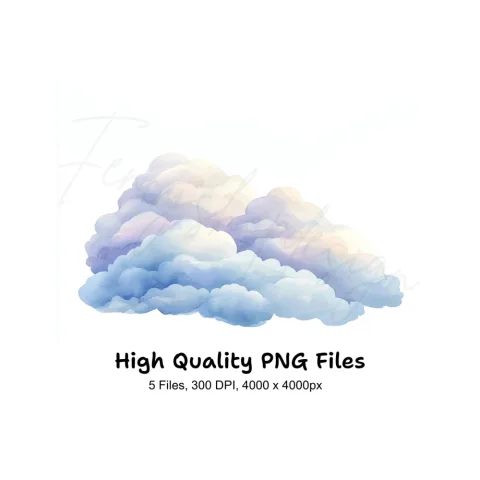 Pastel Clouds Clipart Bundle