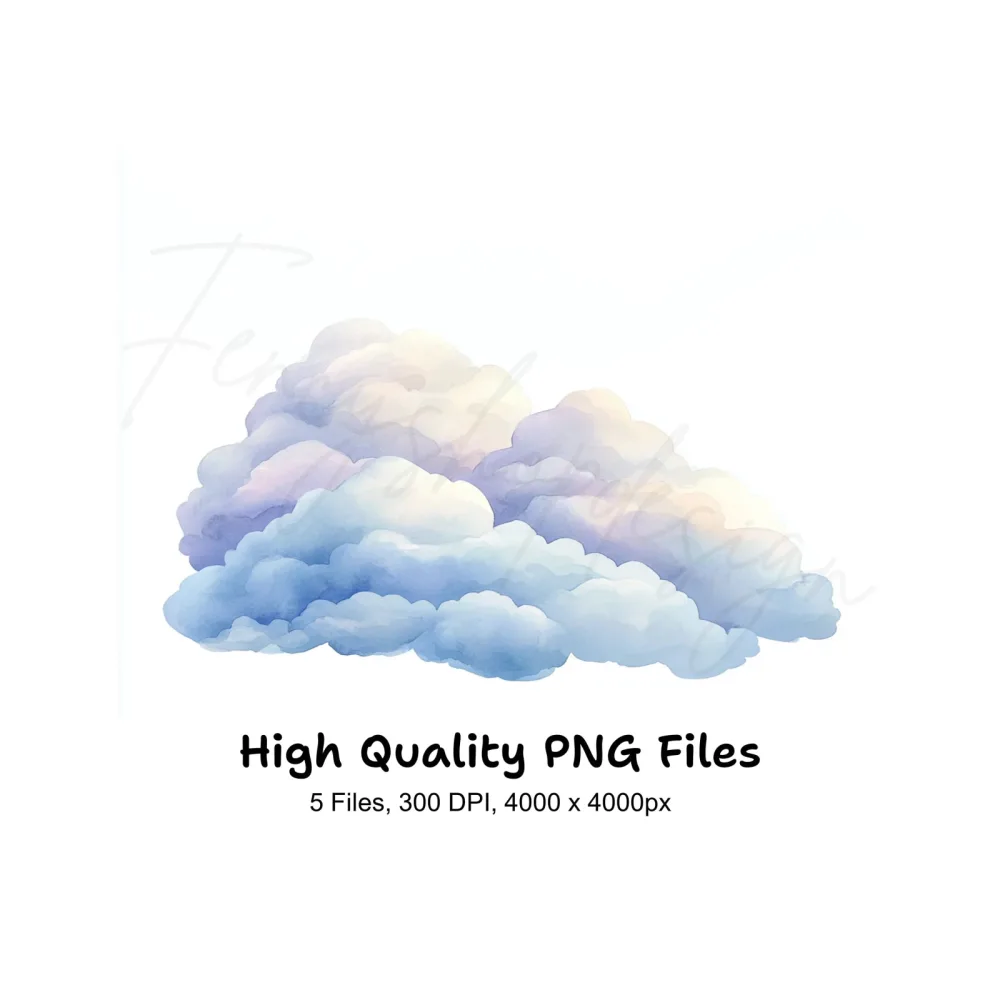 Pastel Clouds Clipart Bundle