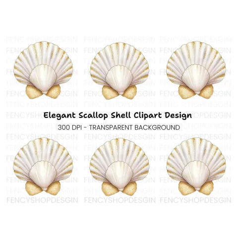 Elegant Scallop Shell Clipart Bundle