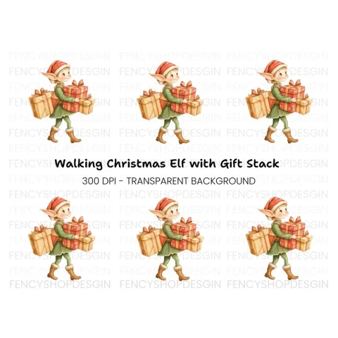 Christmas Elf with Gifts Clipart Bundle