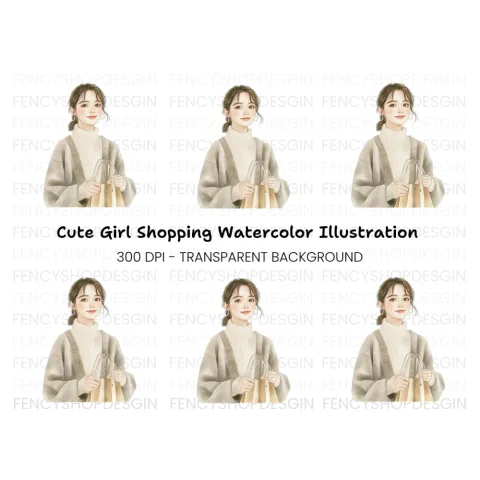 Stylish Woman Shopping Clipart Bundle