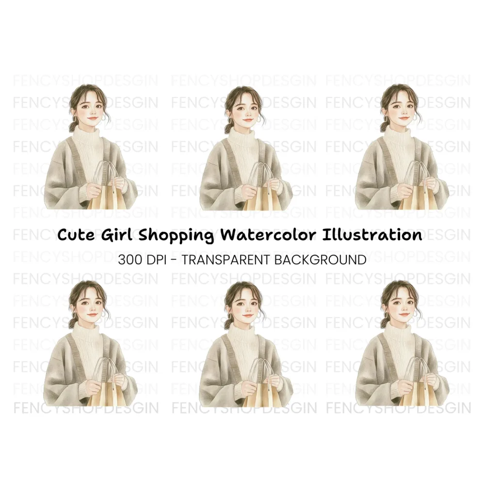 Stylish Woman Shopping Clipart Bundle