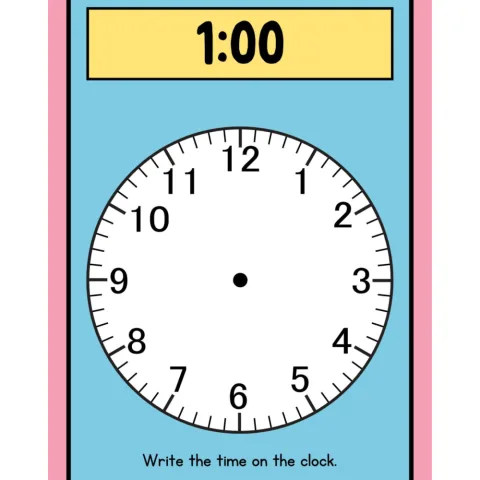 Colorful Write and Wipe Clock Worksheets