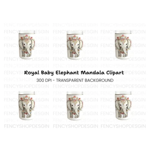 Boho Elephant Mandala Clipart Bundle