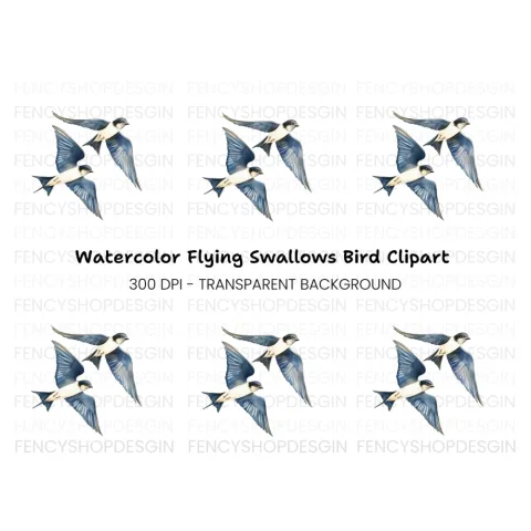Flying Swallow Birds Clipart Bundle