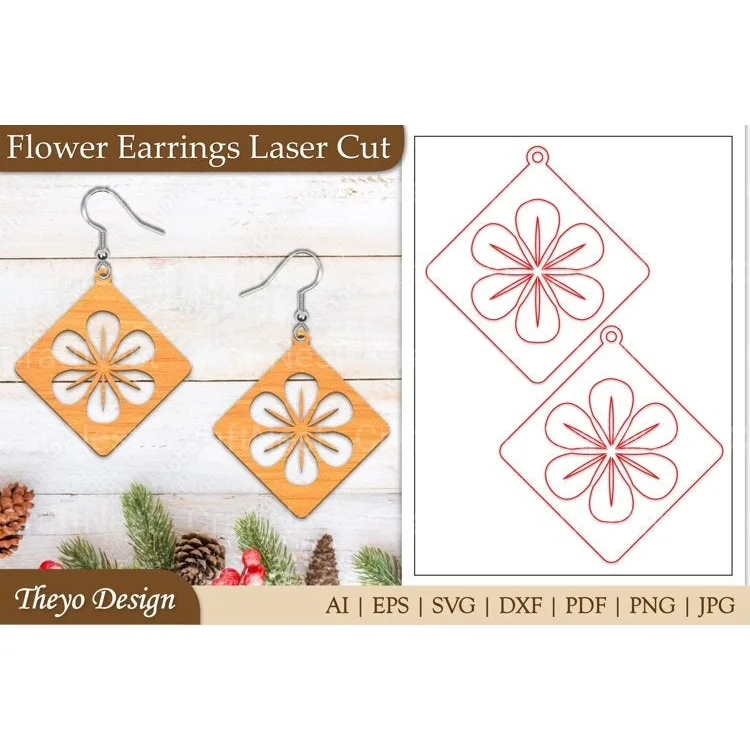 Lasercut Flower Earrings SVG Bundle