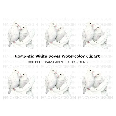 White Doves Feathers Clipart Bundle