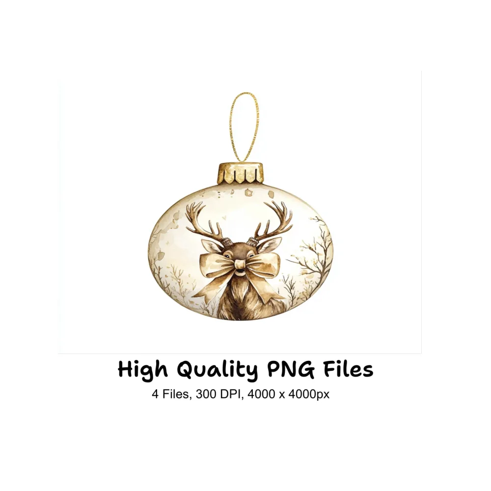 Christmas Deer Ornament Clipart Bundle