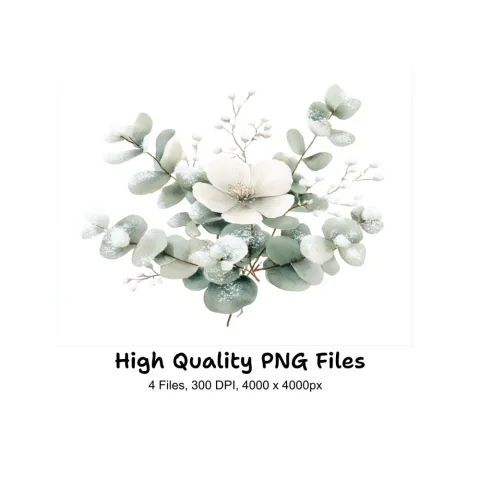 Eucalyptus Winter Flower Clipart Bundle